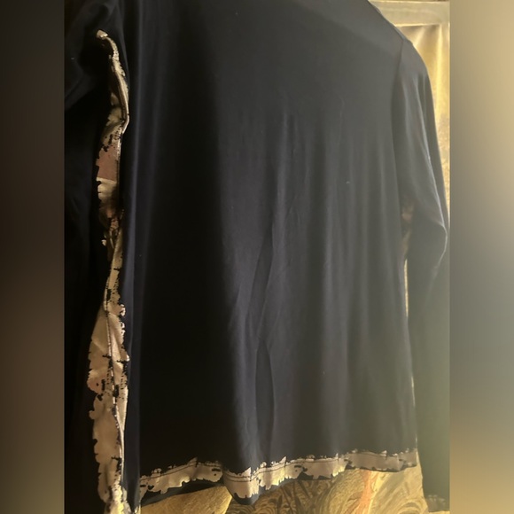 Charlie B Navy Blue Gold Accents Long Sleeve Top SZ Medium - Picture 3 of 11